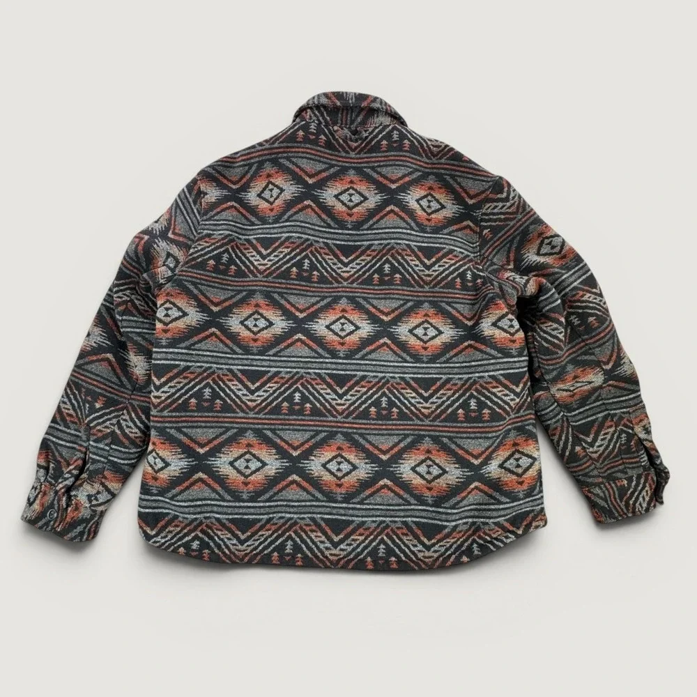 Jachs XXL Southwestern Wool Blend Sherpa Lined Shirt Jacket Shacket *FLAW